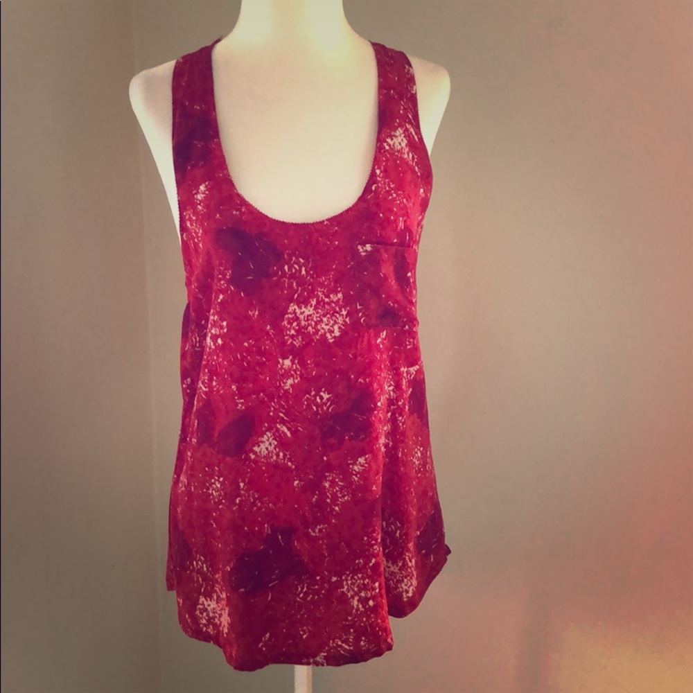Joie | silk top cherry red and white pattern